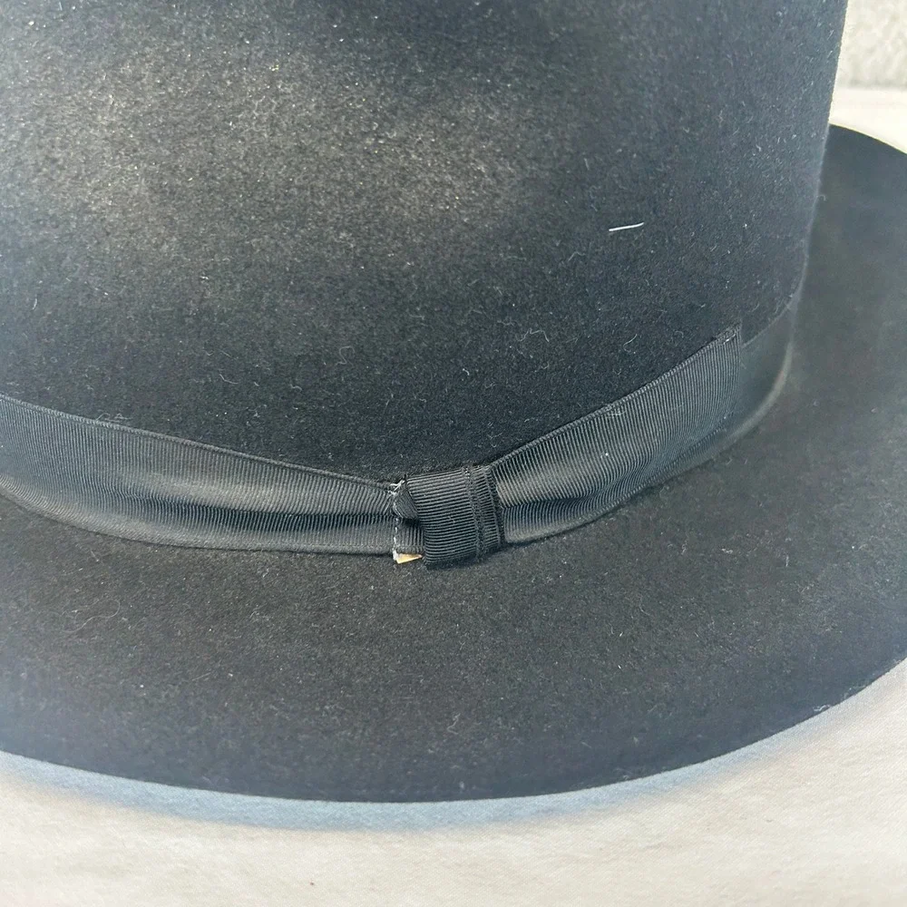 Beaver Hats Major Black 100% Genuine Fur Felt Fedora Hat Sacred Feather 7 1/8